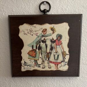 Norman Rockwell Rustic Farm Scene Wall Art in Brown and Cream
